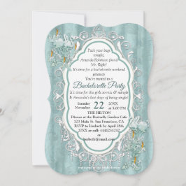 Sage grönt silke draps och flamingos-blommor inbjudningar