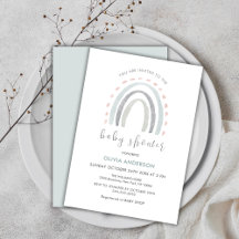 Sage Grönt Simple Boho Rainbow Baby Shower