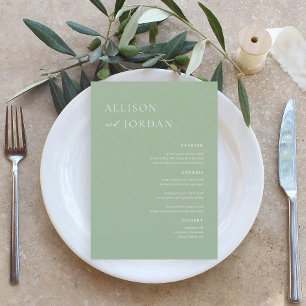 Sage Grönt Simple Bröllop Menu Cards Meny