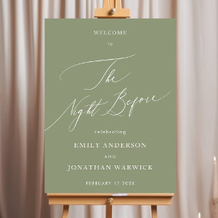 Sage Grönt Simple Calligraphy Rehearsal Dinner Poster