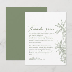 Sage Grönt Simple Hand plockade Botanical Bröllop Tack Kort