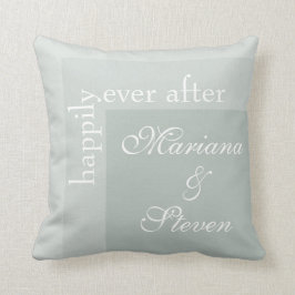 Sage Grönt Simple Modern Chic Script Bröllop Kudde