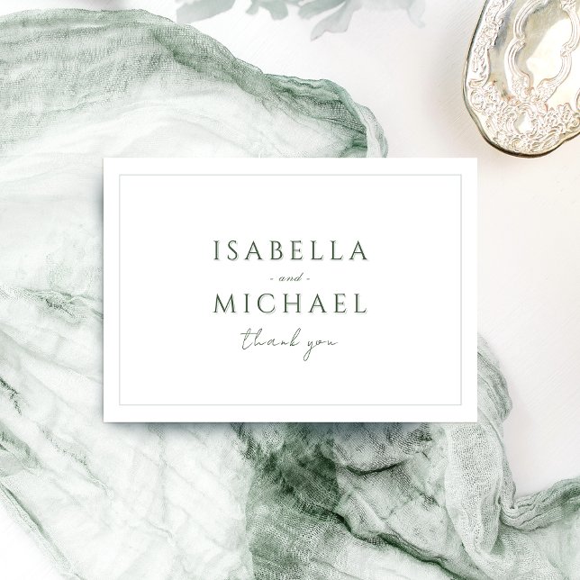 Sage Grönt Simple Modern Classy Bröllop Tack Kort (Sage Green Simple Modern Classy Wedding Thank You)