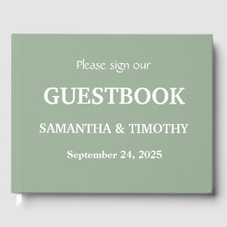 Sage Grönt Simple Modern Minimalist Bröllop Gästböcker