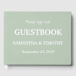 Sage Grönt Simple Modern Minimalist Bröllop Gästböcker