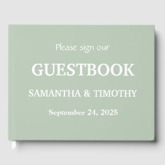 Sage Grönt Simple Modern Minimalist Bröllop Gästböcker