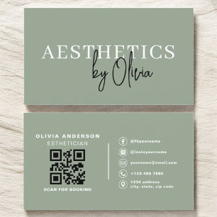 Sage Grönt Skincare Esthetician QR Code Visitkort