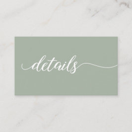 Sage grönt, skript Information om Bröllop webbplat Tilläggskort