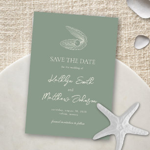 Sage Grönt Snäcka Beach Ocean Destinations Wedding Spara Datumet