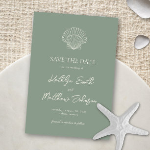 Sage Grönt Snäcka Beach Ocean Destinations Wedding Spara Datumet