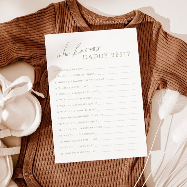 Sage-Grönt som känner pappa Baby Shower-spelkort Inbjudningar (Skapare uppladdad)