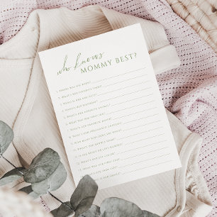 Sage-Grönt som känner till Mamma Baby Shower Game Inbjudningar