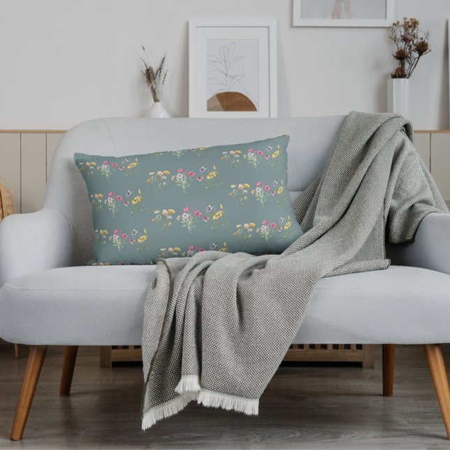Sage Grönt Söt Blommigt Dekorativ kudde (Skapare uppladdad)