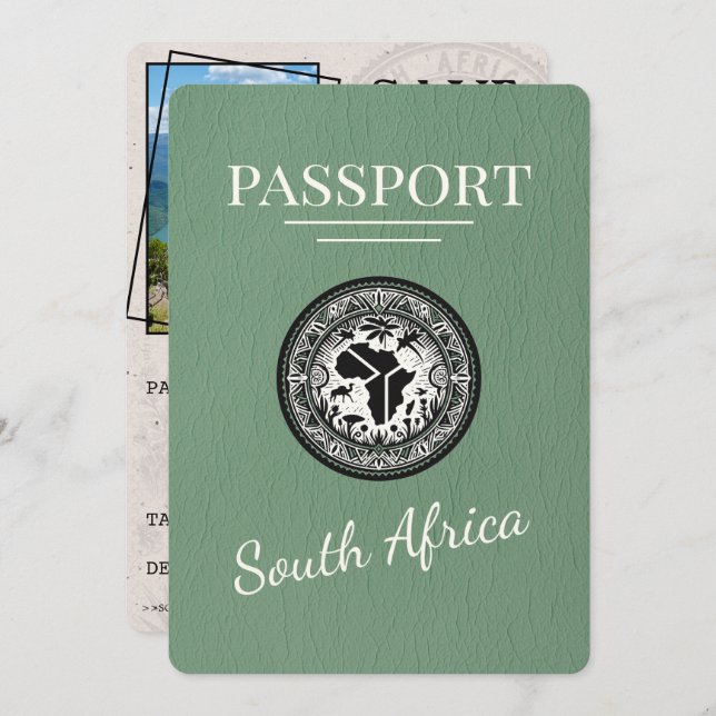 Sage Grönt South Afrika Passport Spara Datumet (Fram/baksida)