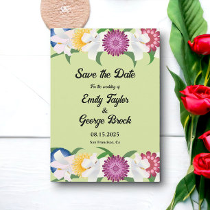 Sage Grönt Summer Boho ELEGANT BLOMMIGT BRÖLLO Spara Datumet