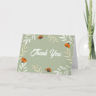 Sage Grönt Summer Ladybug Greenery Baby Shower Tack Kort