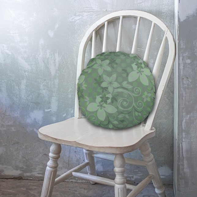 Sage Grönt Swirl Rund Kudde (Skapare uppladdad)