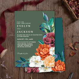 Sage grönt Terracotta blommigt Fall Wedding Inbjudningar