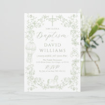 Sage Grönt Toile Boy Baptism Elegant Digital