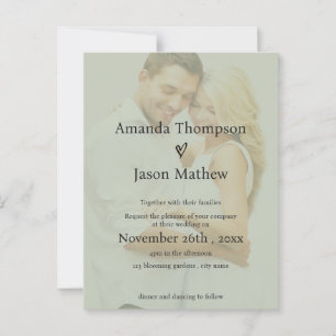 Sage Grönt Translucent Overlay Wedding-inbjudan Vykort