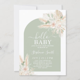 Sage Grönt Tropical Baby Shower-inbjudan Inbjudningar