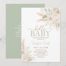 Sage grönt Tropical Desert Baby Shower-inbjudan