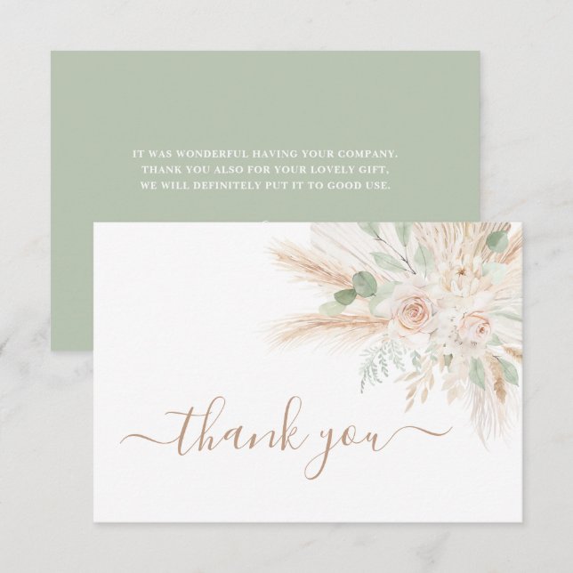 Sage Grönt Tropical Tack you card Kort (Fram/baksida)