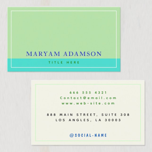 (Sage Grönt, Turquise, Elfenbenskusten) Elegant Gr (Elegant modern calling card
Sage green turquoise ivory design
Simple border business card)
