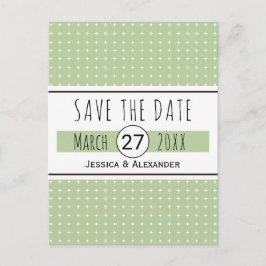 Sage grönt typography bröllop spara datum meddelande vykort