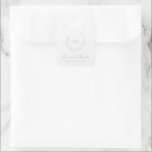 Sage Grönt Utandning Monogram Elegant bröllop Fyrkantigt Klistermärke<br><div class="desc">Elegant bröllop föredrar klistermärken som har en ren och tidlös utformning med ditt monogram inuti en vapensköld för utandning tillsammans med meddelandet "kärlek och tack" och ditt namn.</div>