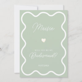 Sage grönt vågigt att du blir min brud frieri inbjudningar