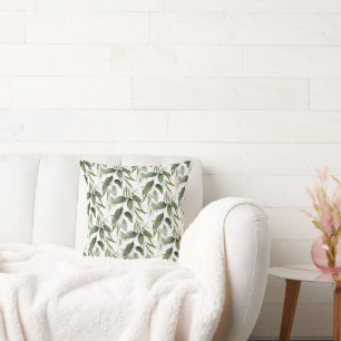 SAGE GRÖNT VÅR GREN WHITE PILLOW KUDDE