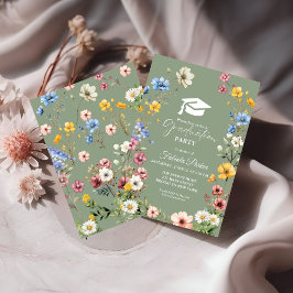 Sage Grönt Vår Wildblomma Garden Studenten Inbjudningar