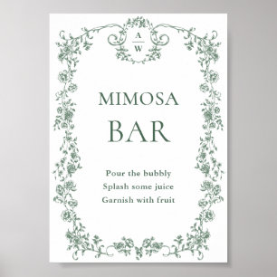 Sage Grönt Victorian Ornate Blommigt Mimosa Pub Si Poster