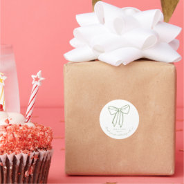 Sage Grönt Vintage Bow Wedding Favor Sticker Runt Klistermärke