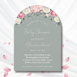 Sage Grönt Vintage Garden Ro Baby Shower Inbjudningar