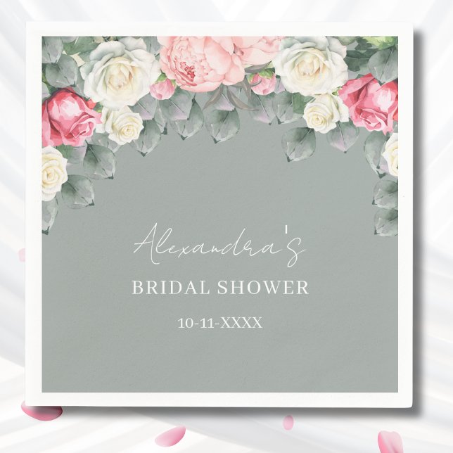 Sage Grönt Vintage Garden Ro Möhippa Pappersservett (Skapare uppladdad)