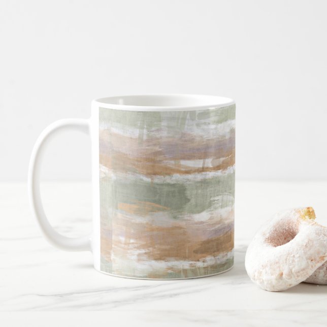 Sage Grönt Violet Orange White Watercolor Rand Kaffemugg (Med munk)