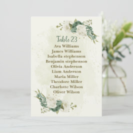 Sage grönt vita blommor sittplatskort inbjudningar