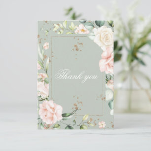 Sage Grönt Watercolor Blommigt Quinceañera Tack Kort