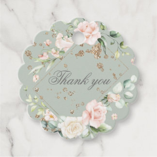 Sage Grönt Watercolor Blommigt Wedding Favor T Gåvor Etiketter