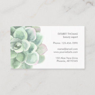 Sage Grönt Watercolor Botanical Elegant Succulent Visitkort