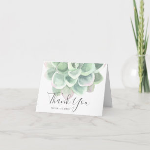Sage Grönt Watercolor Botanical Succule Bröllop Tack Kort