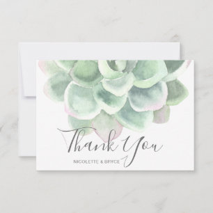 Sage Grönt Watercolor Botanical Succule Bröllop Tack Kort