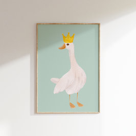 Sage Grönt Watercolor Fånig Goose Nursery Poster
