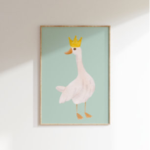 Sage Grönt Watercolor Fånig Goose Nursery Poster