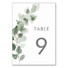 Sage Grönt Watercolor Lövs Wedding Reception Bordsnummer