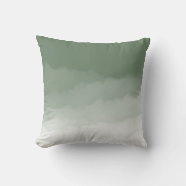 Sage Grönt Watercolor Ombre (grönt/vit) Kudde (Framsida)