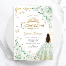 Sage Grönt Watercolor Ro Guld Quinceanera