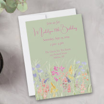 Sage Grönt Watercolor Wildblomma Birthday